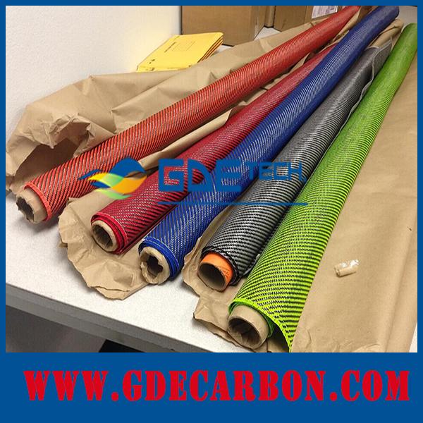 Blue Red Black Carbon Kevlar Fiber Hybrid Fabric